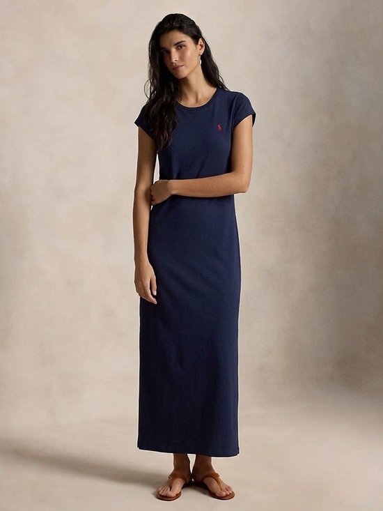Ralph Lauren Dresses & Skirts - 030 RALPH LAUREN Women's Ribbed Cotton Jersey T-Shirt Dress - Navy Blue, Medium